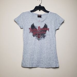 HARLEY DAVIDSON Grey Graphic Top